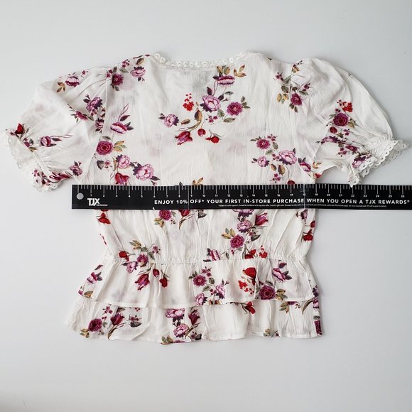 AMERICAN RAG Puff Sleeve Wrap Floral Top - Picture 7 of 9